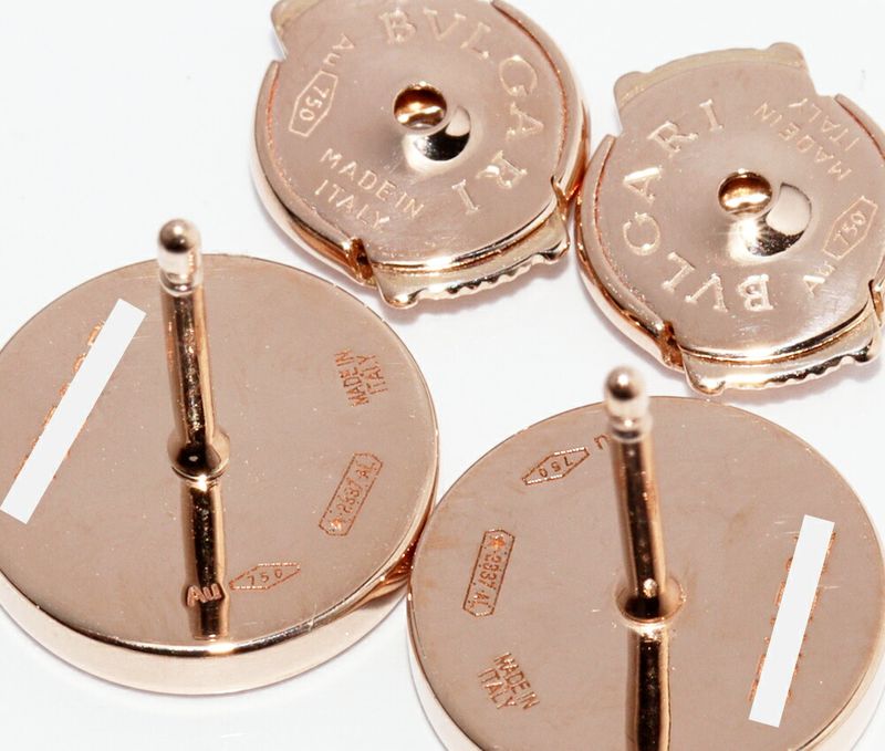 Bulgari Earrings 18K Pink Gold Diamond 018ct Bulgari Earrings 354731