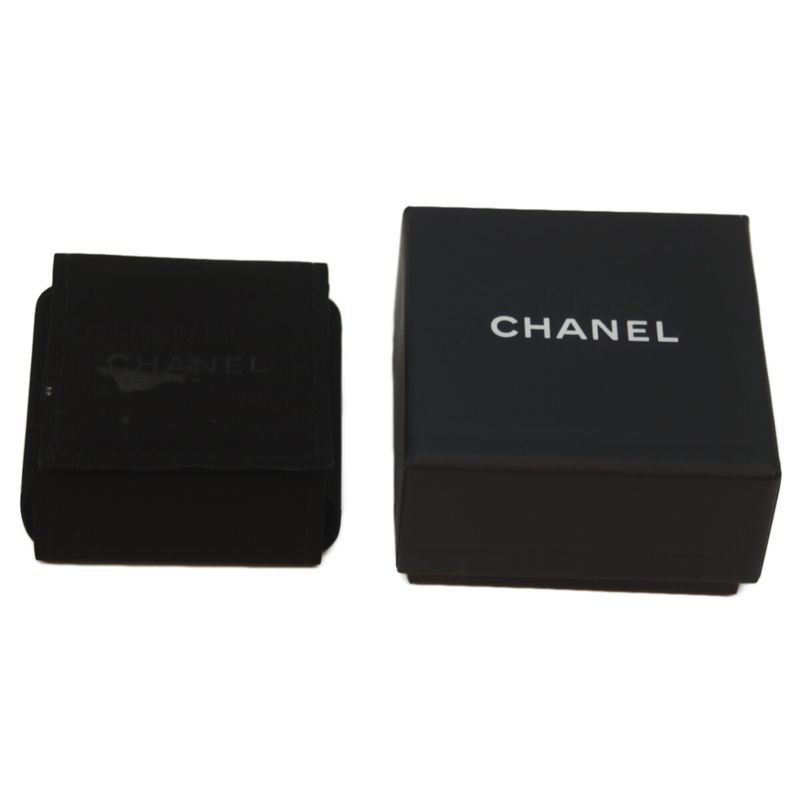Chanel L23C Black GP Coco Mark Pierced Earrings