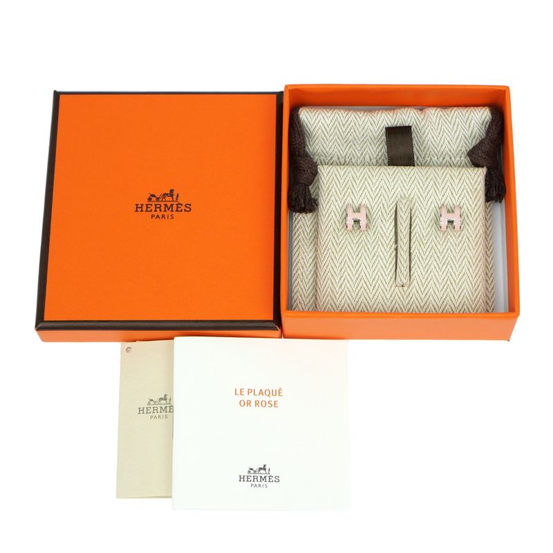 Hermes Earrings Pop Ash Mini H Pair Pink Silver Color Jewelry Others