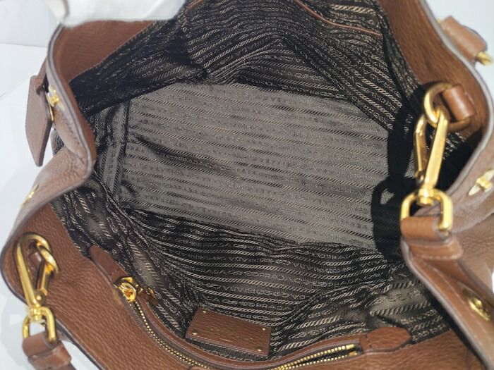 Prada Shoulder Bag Leather Brown Bn2534