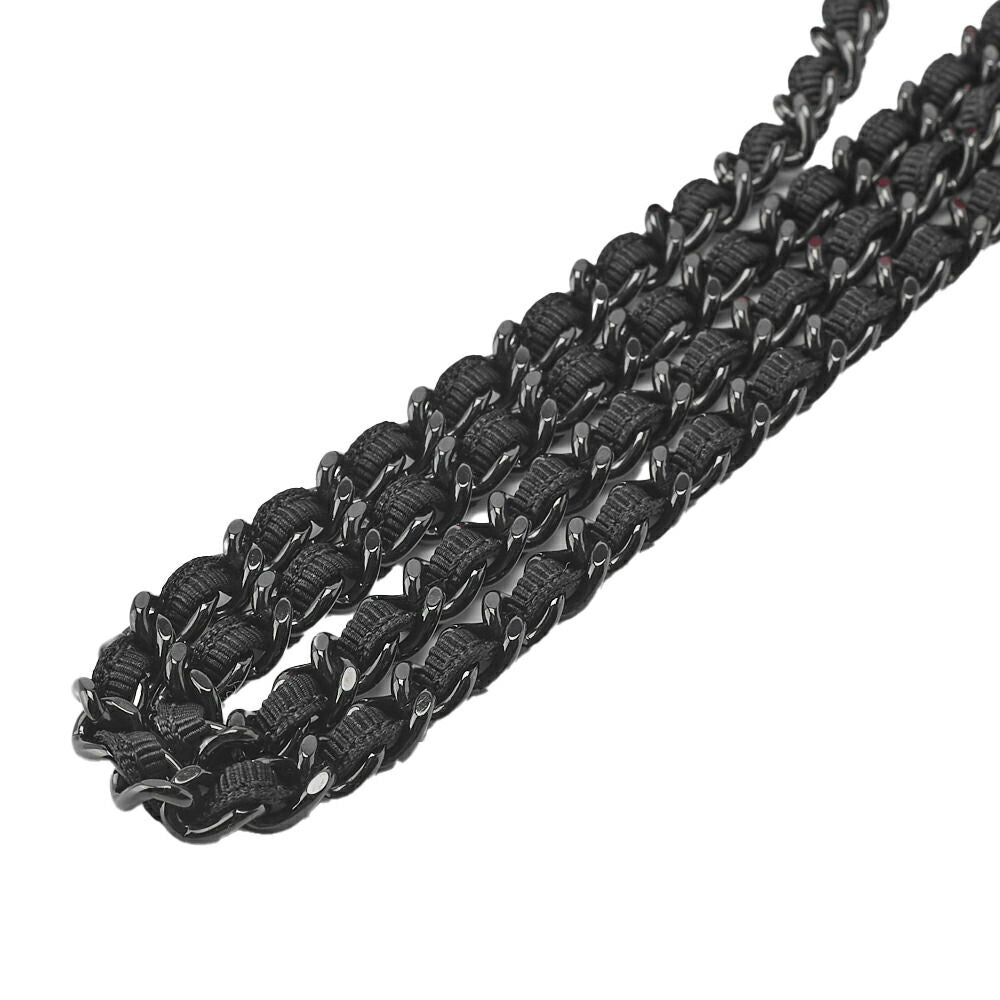 Chanel Matelasse Chain Shoulder Lambskin And Nylon Red And Black (black