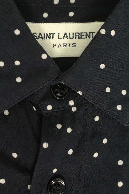 Saint Laurent Paris 16SS 376916 Y935l Dotted Rayon Long Sleeve Shirt Men's 38