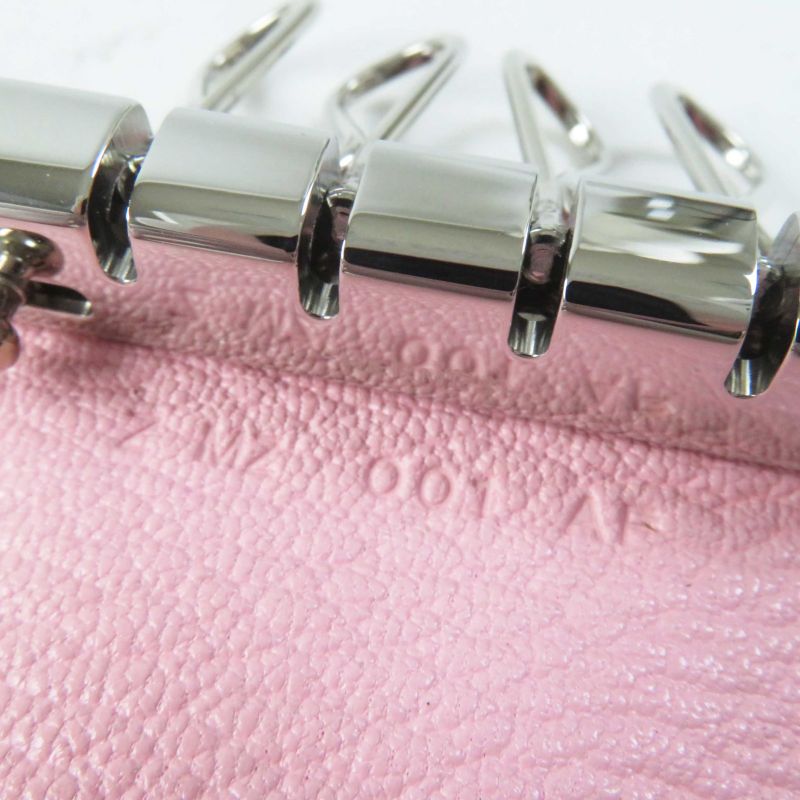 Hermes Bearn Rose Confetti Silver Hardware Chevre Misol 4-ring Key Case With Z