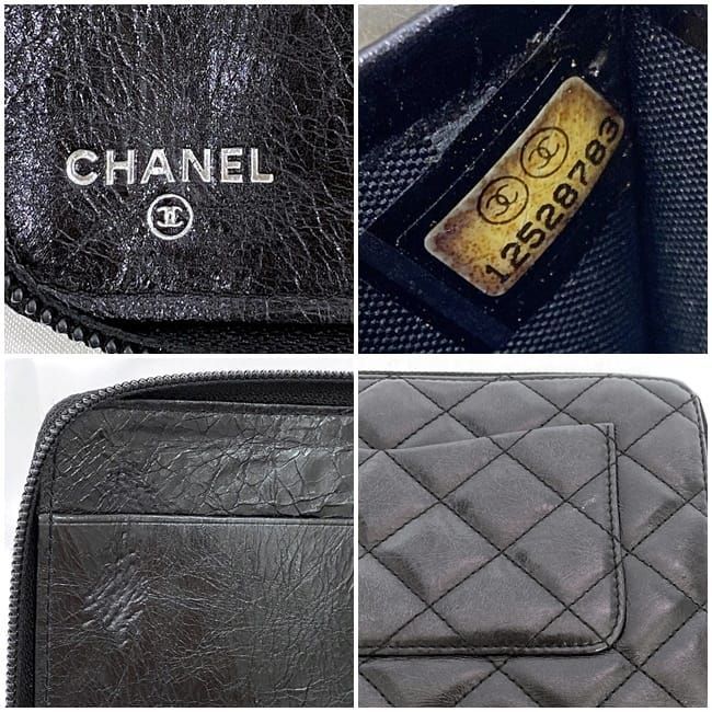 Chanel Round Zipper Long Wallet F21277 Black Cambon