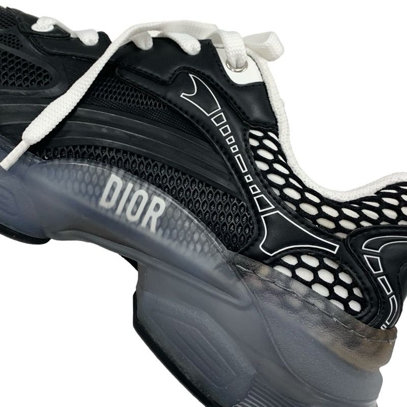 Christian DIOR Vibe Sneakers Shoes Leather Rubber Black White Black Logo Mesh