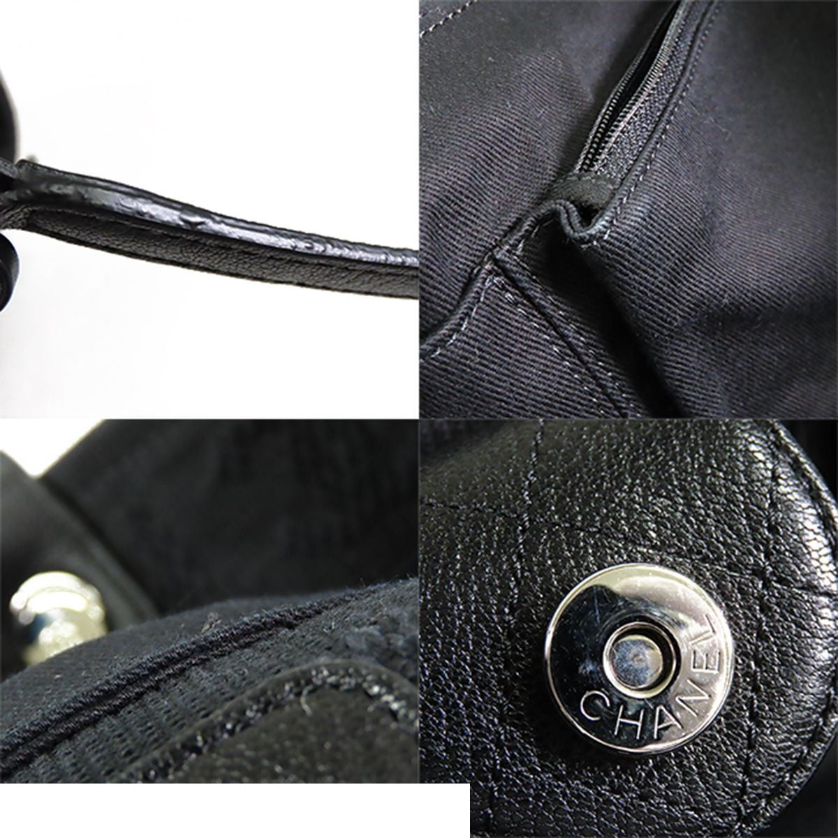 Chanel Large Shopping Black Silver Canvas Leather 2-Way Tote Shoulder Bag — view 8