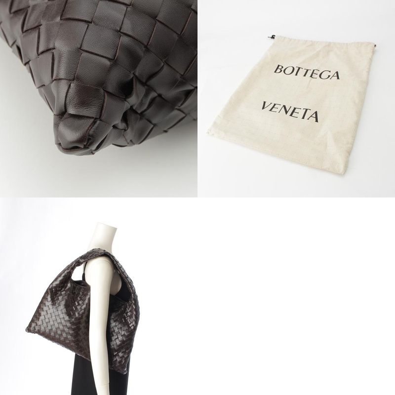 Bottega Veneta Hop Small Leather Intrecciato One Shoulder Handbag Brown