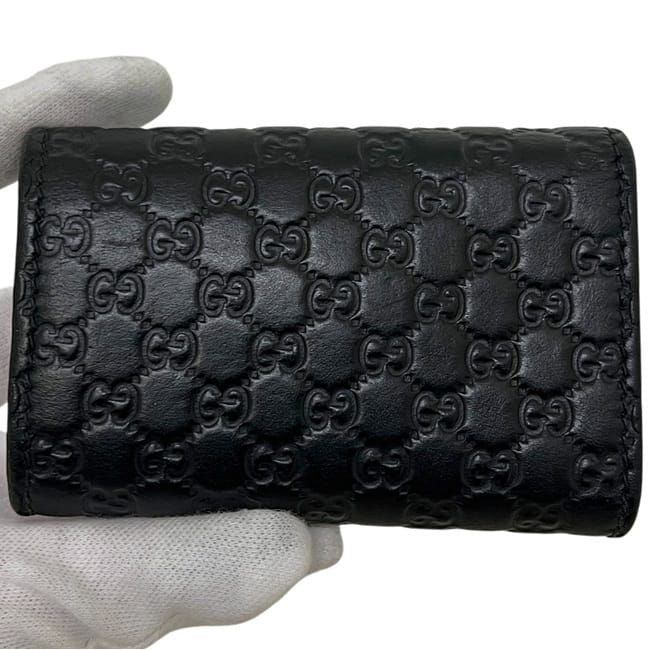 Gucci 6 Key Case Black Guccissima Line Leather Holder — view 10