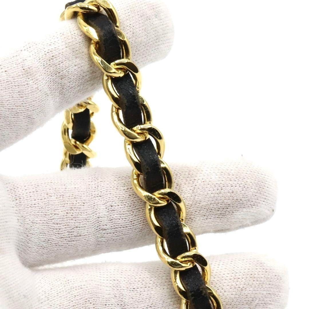 CHANEL Vintage CC Logo Leather Chain Belt Gold Red