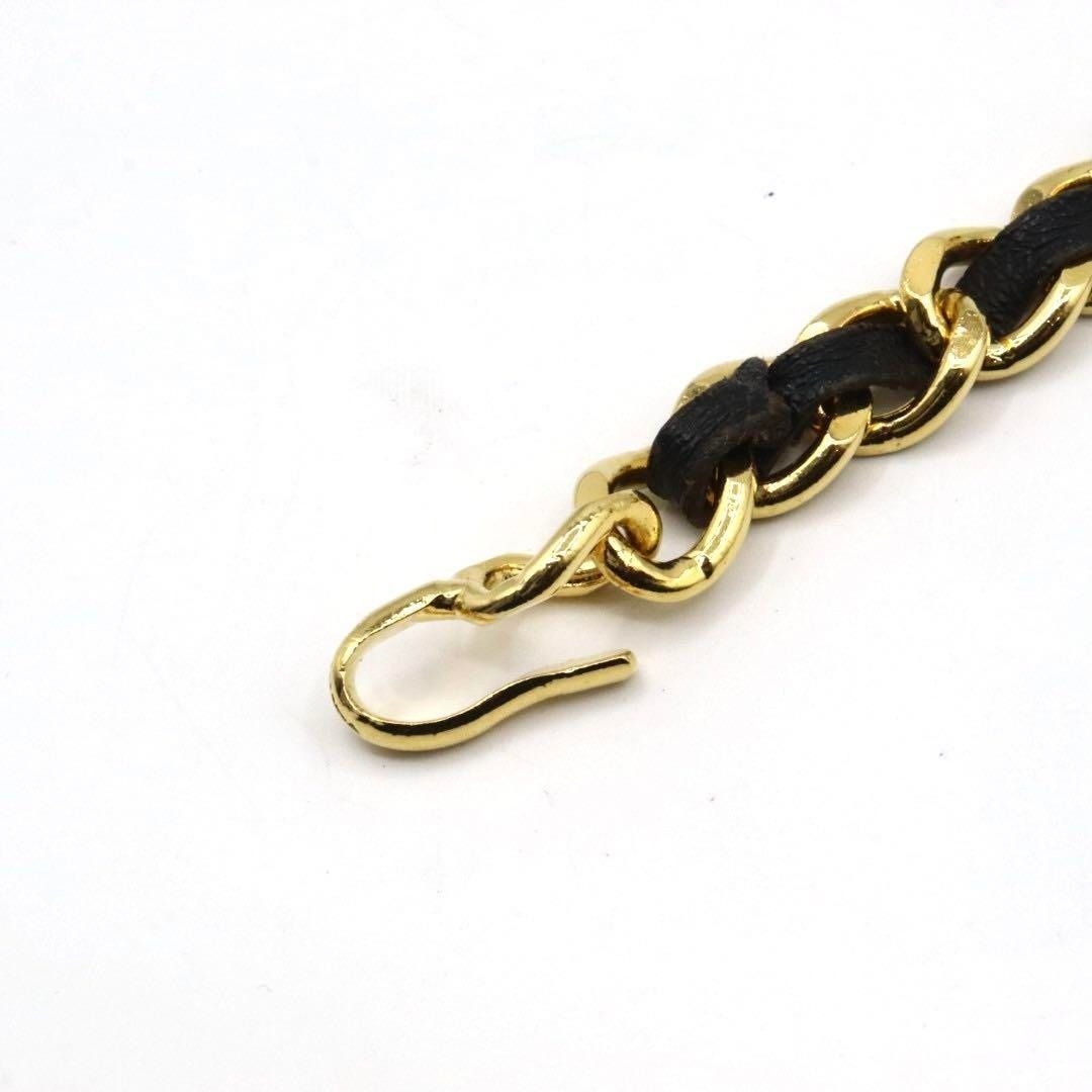CHANEL Vintage CC Logo Leather Chain Belt Gold Red