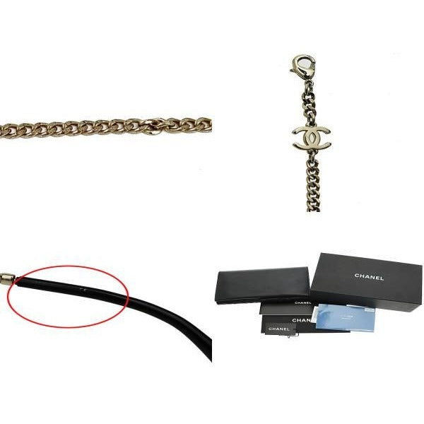 Chanel Pant Shape Coco Mark Chain Sunglasses Gold Black AA — view 9