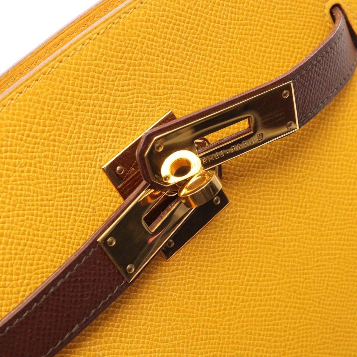 Hermes Shoulder Bag Kelly Sports MM Jaune Havana Leather — view 13
