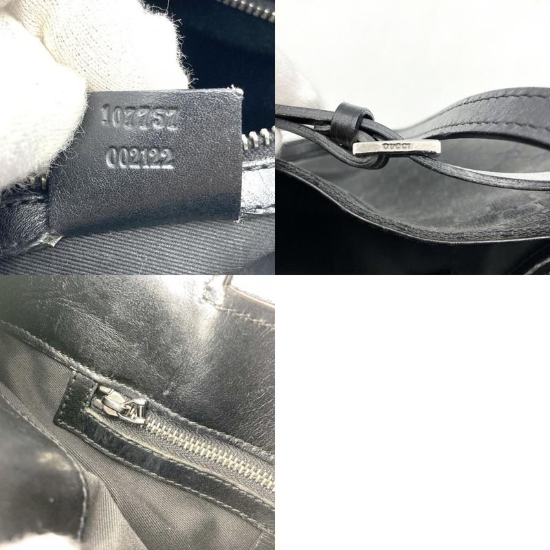 Gucci 107757 Handbag Tote Bag GG Canvas Black Ladies Men