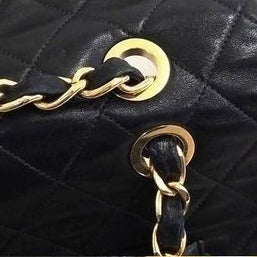 CHANEL Jumbo Maxi XL 24K Gold Flap Bag Lambskin Chain Shoulder Black