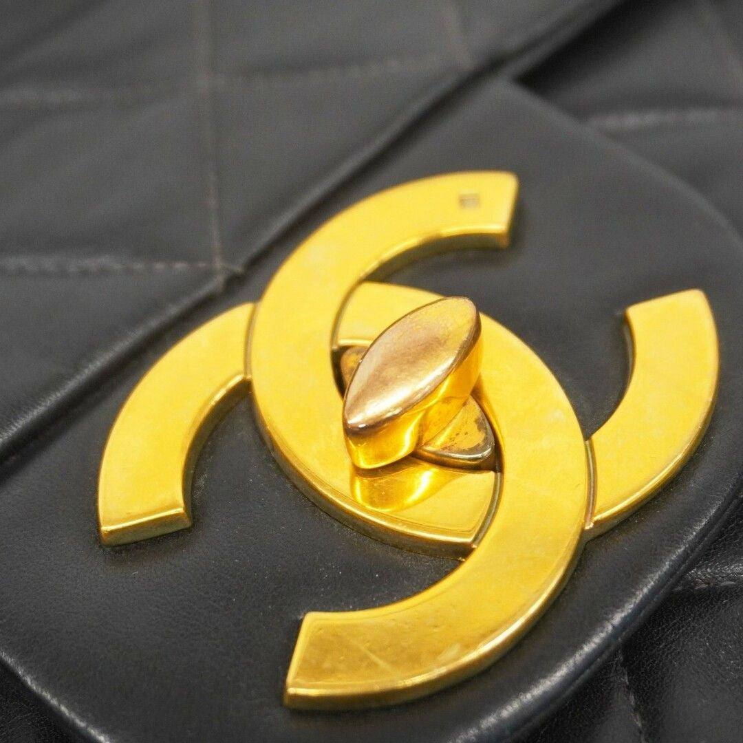 CHANEL Jumbo Maxi XL 24K Gold Flap Bag Lambskin Chain Shoulder Black