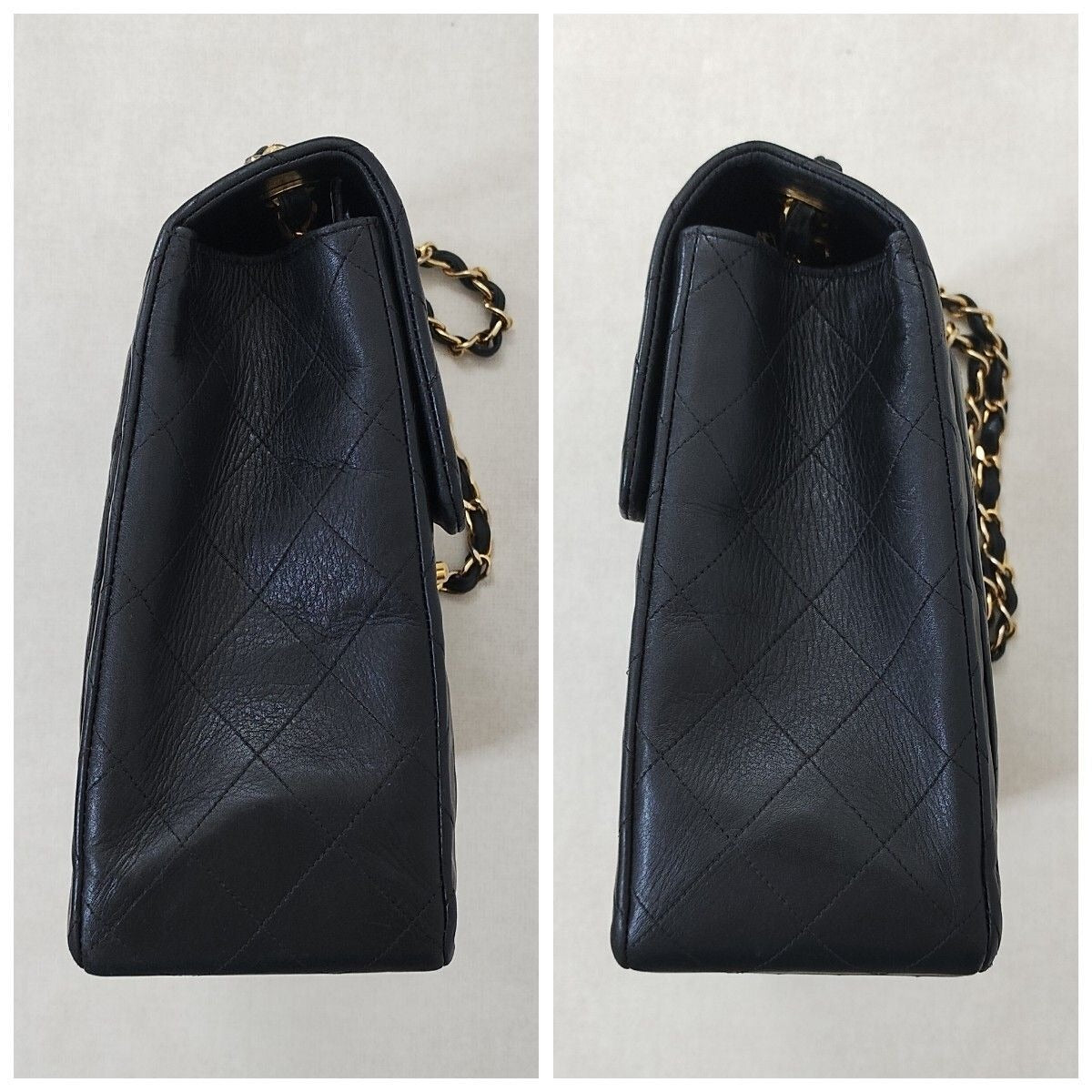 CHANEL Jumbo Maxi XL 24K Gold Flap Bag Lambskin Chain Shoulder Black