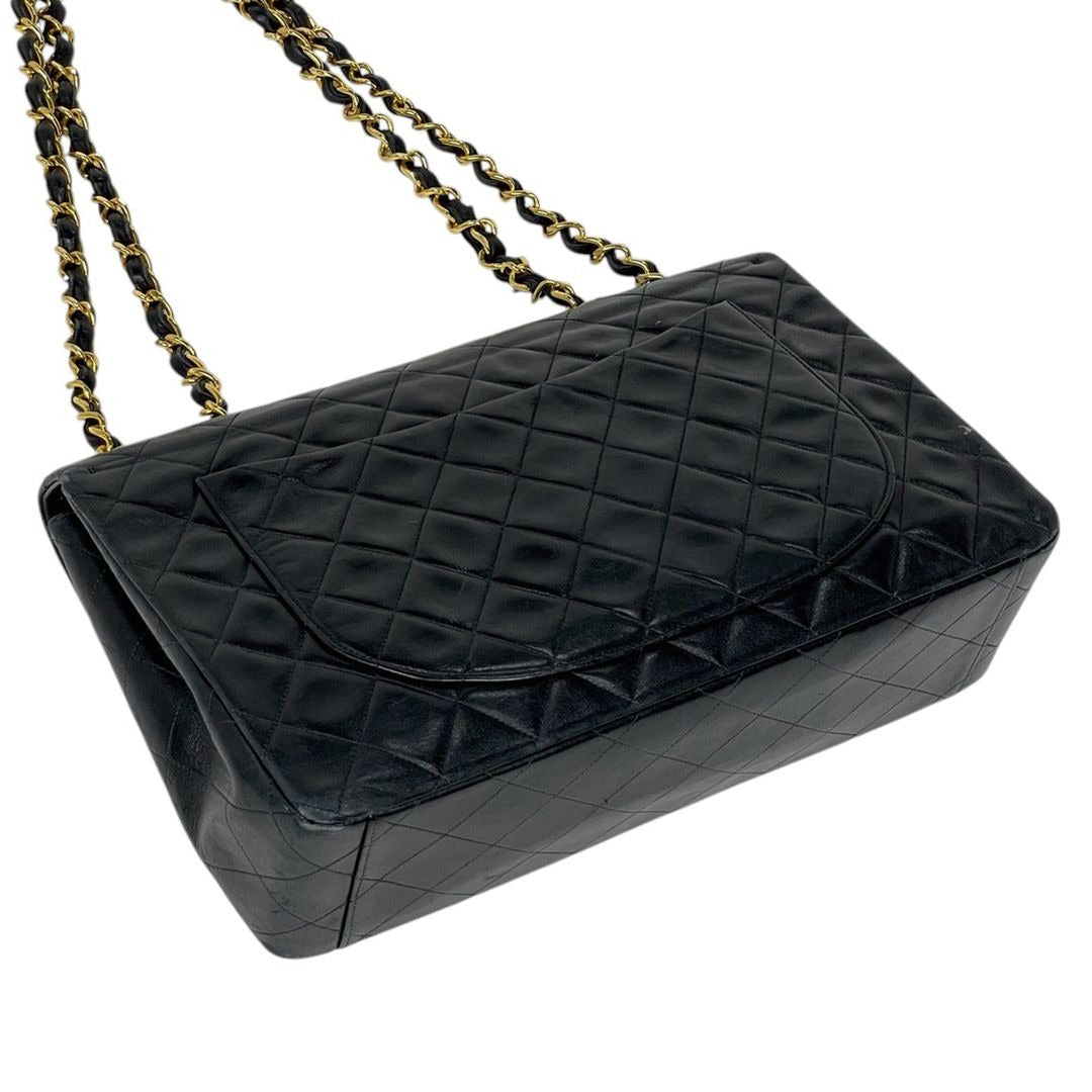 CHANEL Jumbo Maxi XL 24K Gold Flap Bag Lambskin Chain Shoulder Black