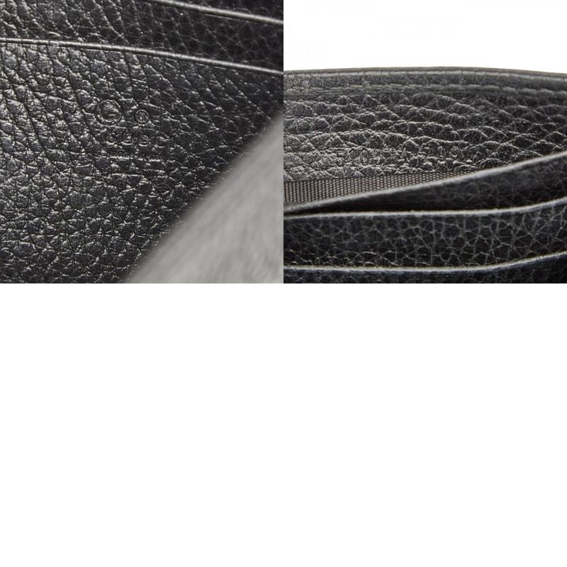 Gucci Interlocking G Long Wallet Chain Wallet Bag 510314 Black Gold Leather
