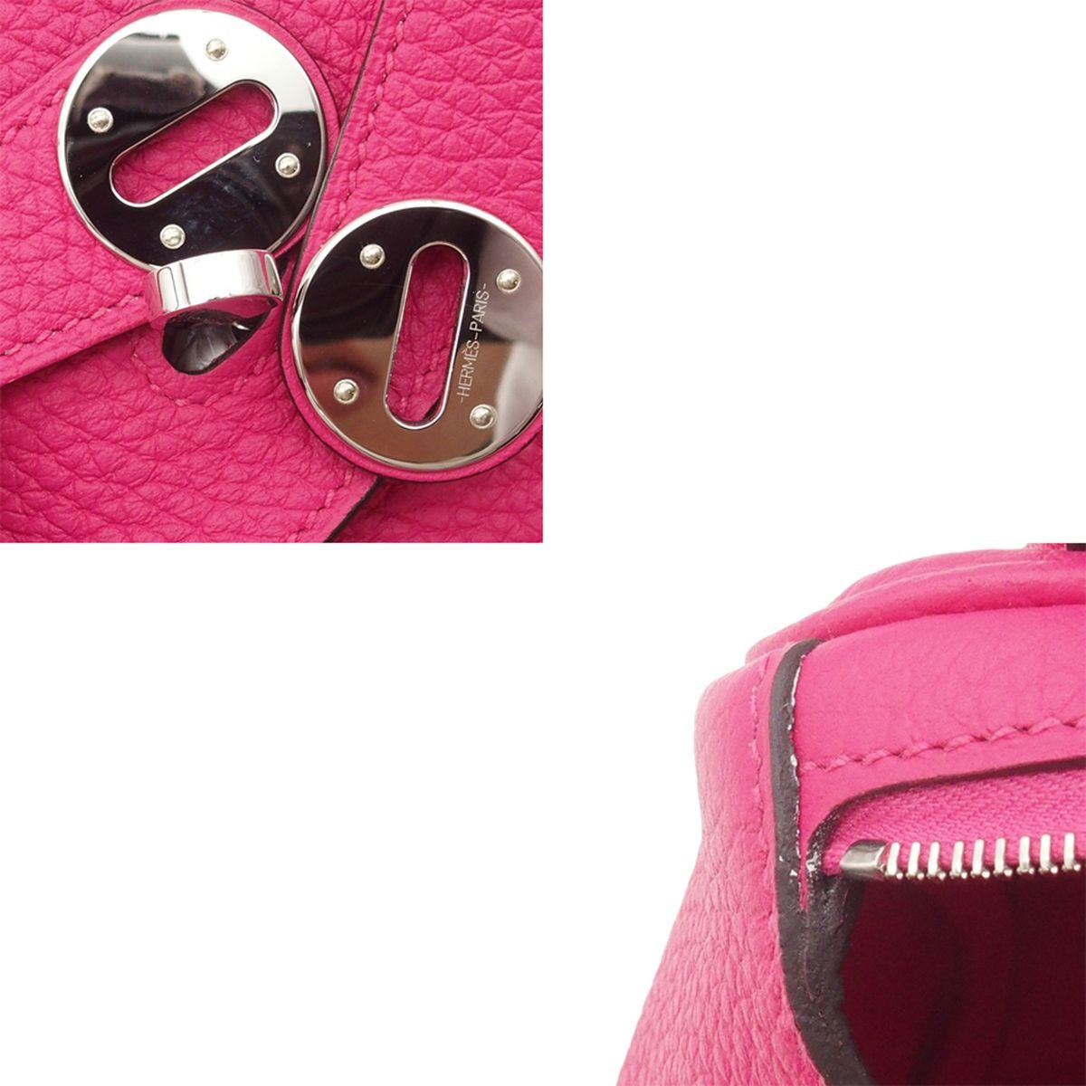 Hermes Lindy 26 Rose Shocking Silver Taurillon Clemence 2-Way Shoulder Bag — view 8