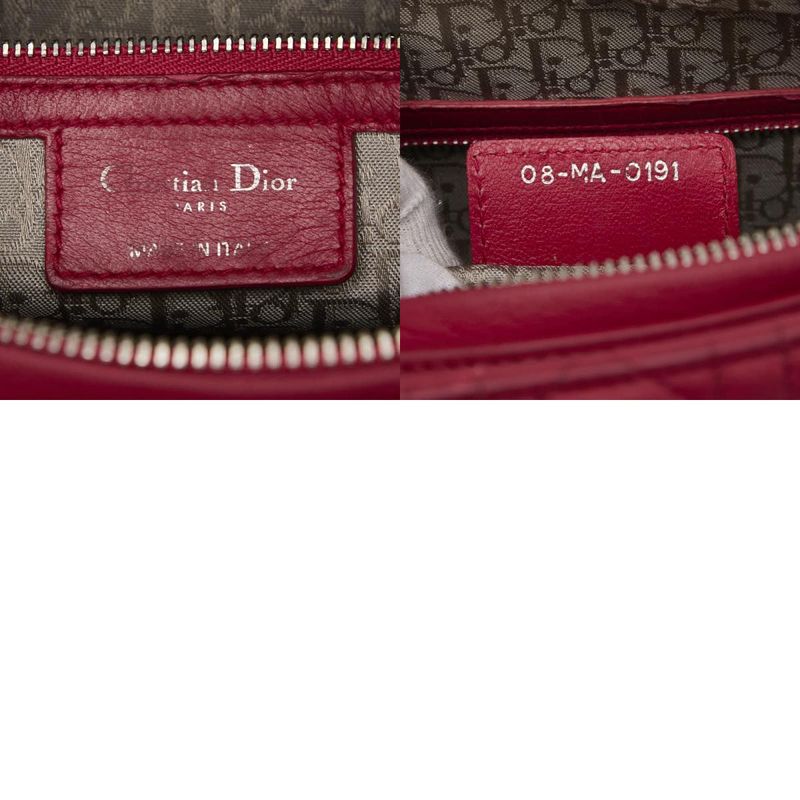 Dior Lady Dior Cannage Large Handbag Shoulder Bag 2WAY Red Leather Women's Dior