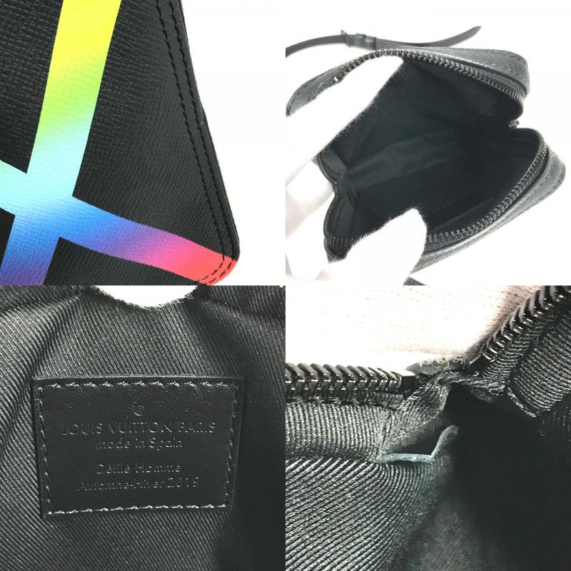 Louis Vuitton Shoulder Bag Danube Messenger M30332 Taiga Leather Black