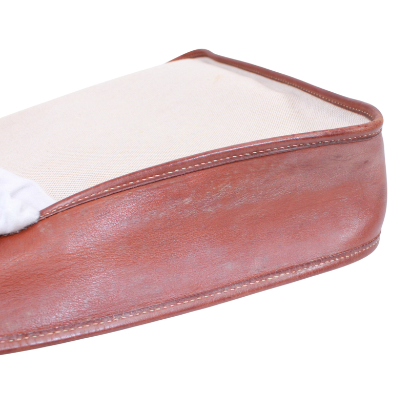 Hermes Vespa PM Toile Ash Brown And Beige Shoulder Bag Gold