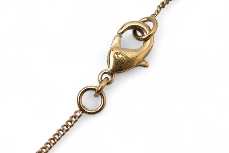 Chanel Necklace Pendant Chanel Coco Mark CC Rhinestone Vintage Gold B12