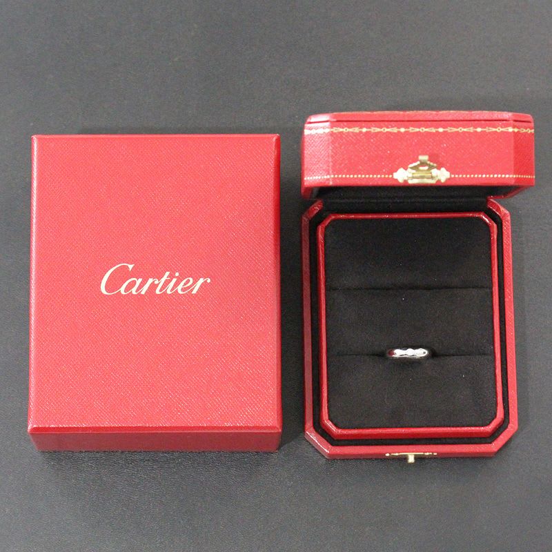 Cartier Wedding Band Ring 1 P Diamond No 7 Box Thick 3.5 mm Pt950