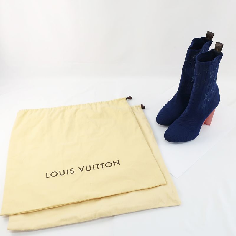 Louis Vuitton Knit Boots Ankle Boots Sock Boots Navy X Pink Notation