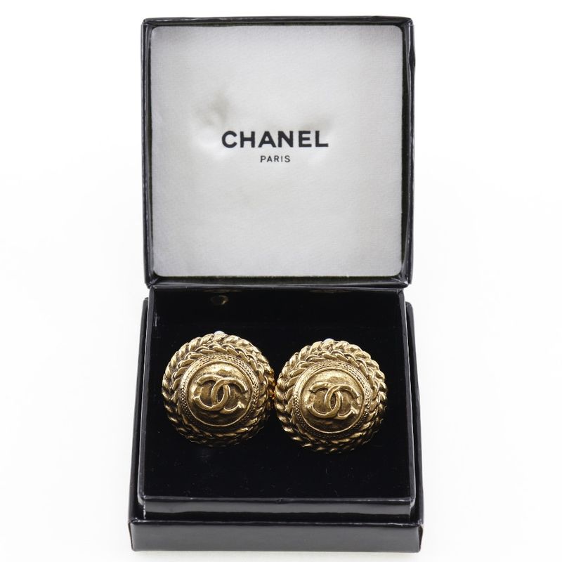Chanel Coco Mark Vintage Gold Plated Ladies 23.8g Earring