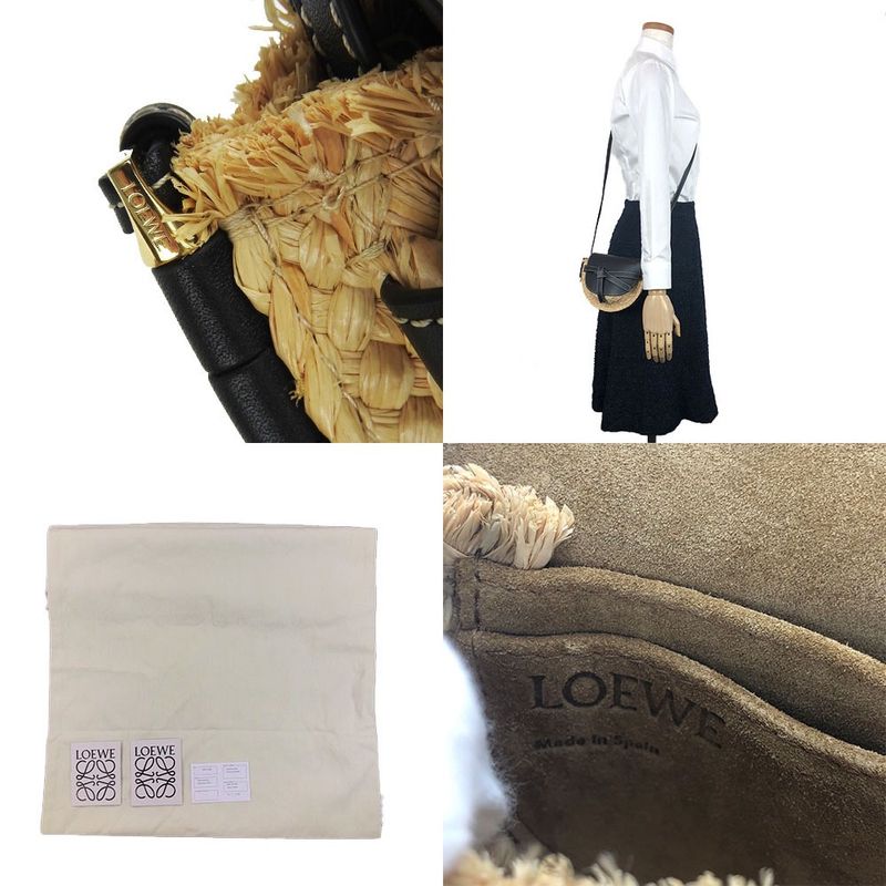 Loewe 329.13u62 Mini Gate Shoulder Bag Diagonal Pochette Ladies Leather Raffia