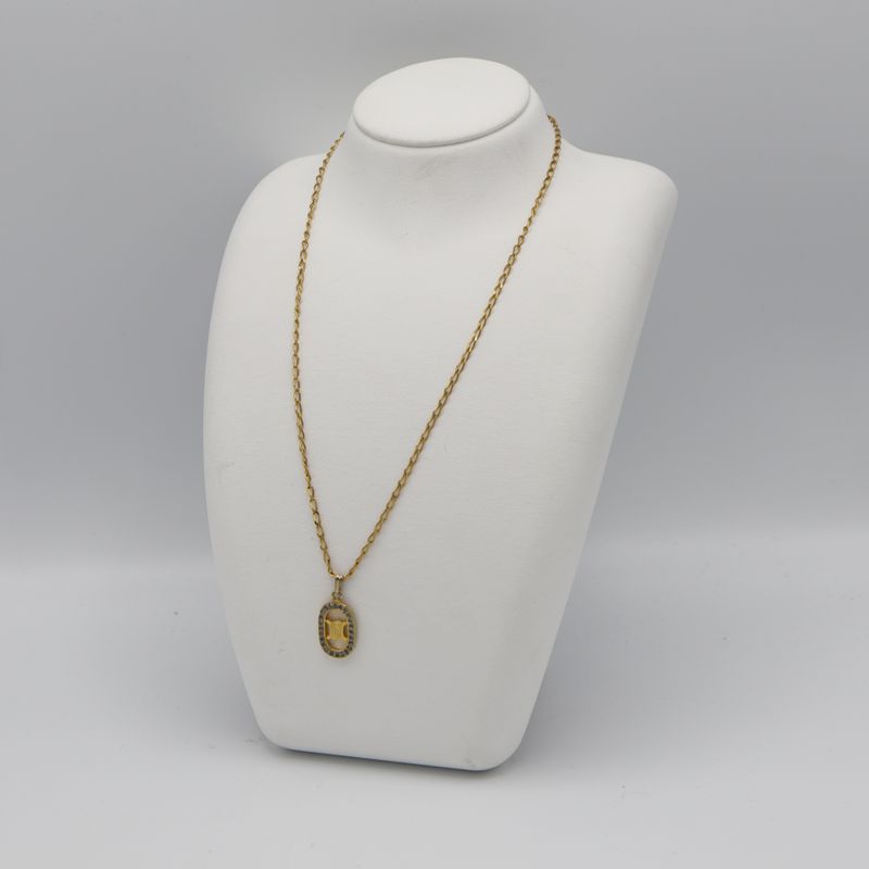 Celine Necklace Macadam Rhinestone GP Approx 5.2g Accessories H2158