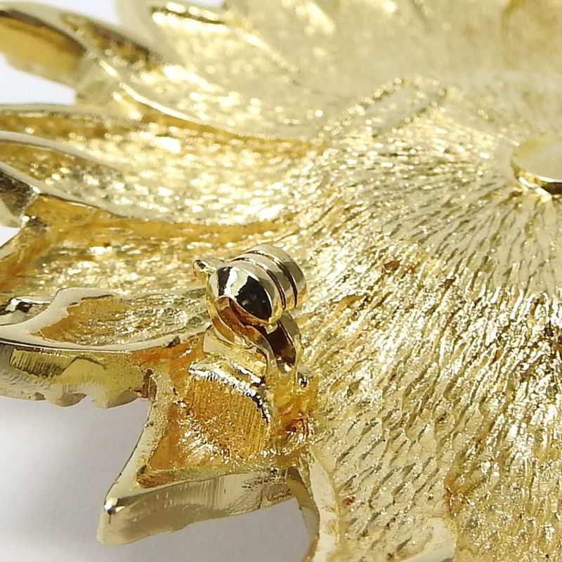 Christian Dior Brooch Metal Gold Rhinestone Plated Accessory Ladies Women