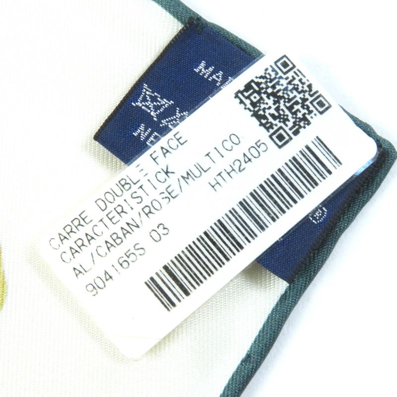 Hermes Double FACE Caracteristick 100% Silk Caban/rose/multico Carré 90 Scarf