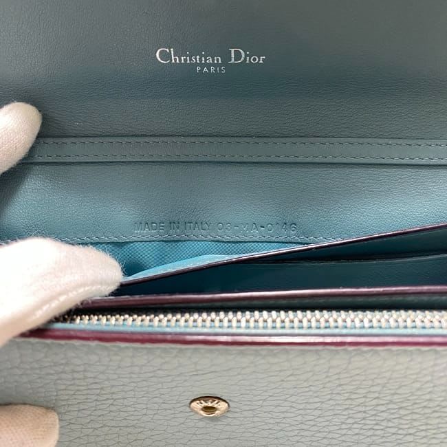 Christian Dior Foldable Long Wallet Light Blue