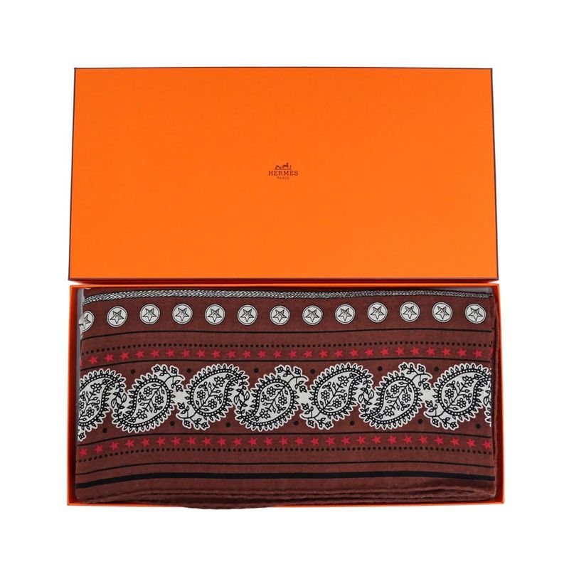 Hermes Carre 140 Scarf Zouavers ET Dragons Bandana Brown Large Shawl