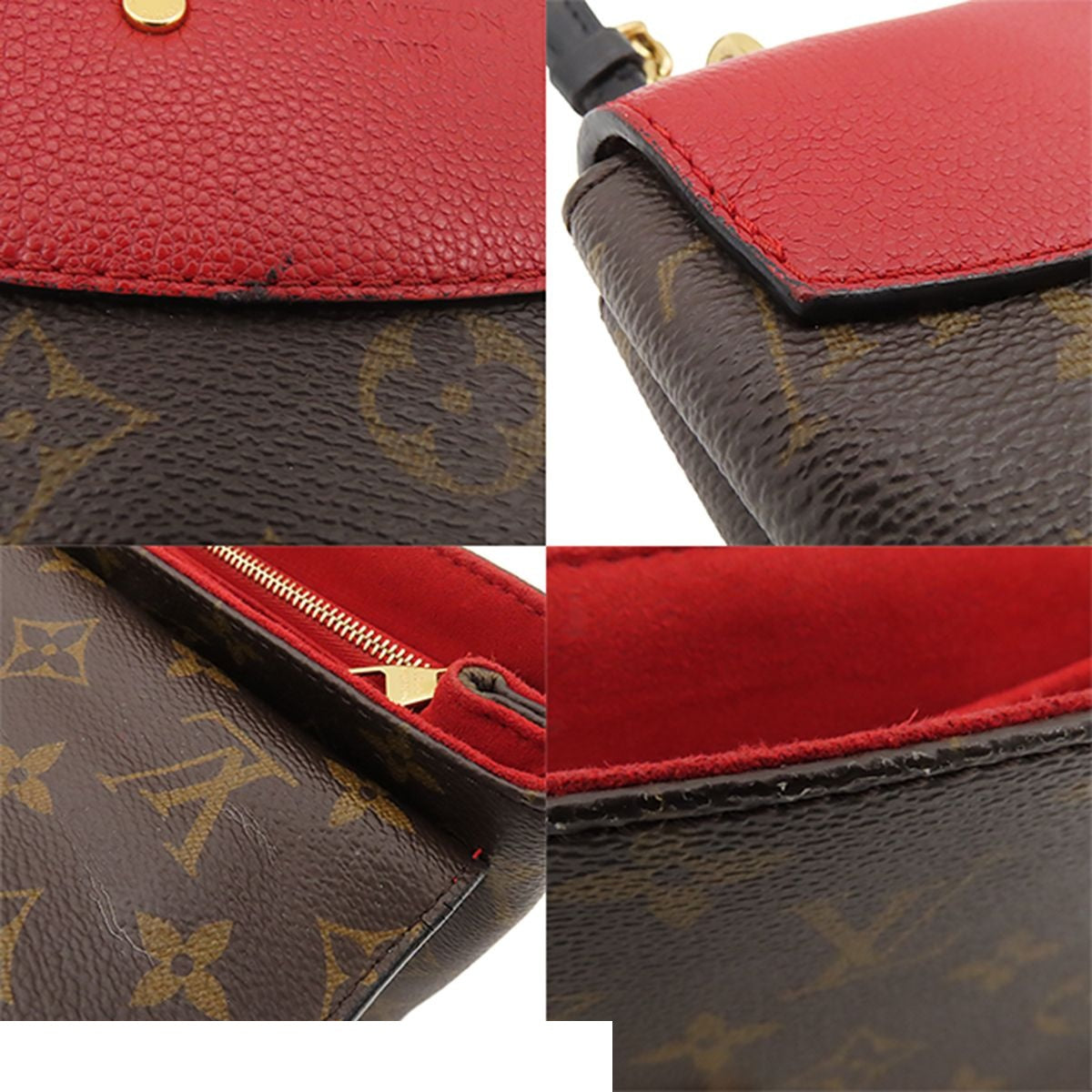 Louis Vuitton Saint Placido Chain Red Brown Monogram Canvas Shoulder Bag — view 8
