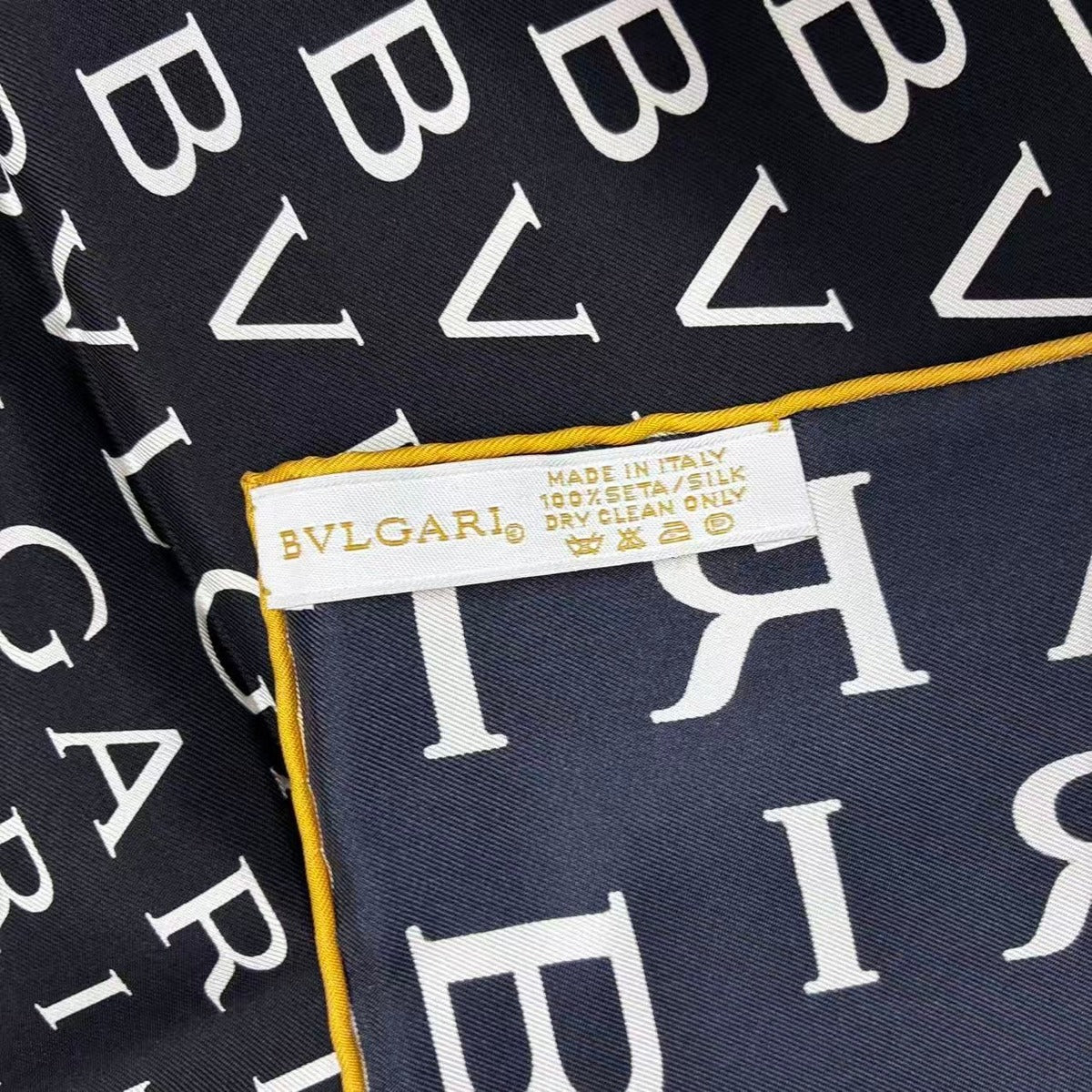 Bvlgari Scarf Large Silk Logo All Over Pattern Black — view 7