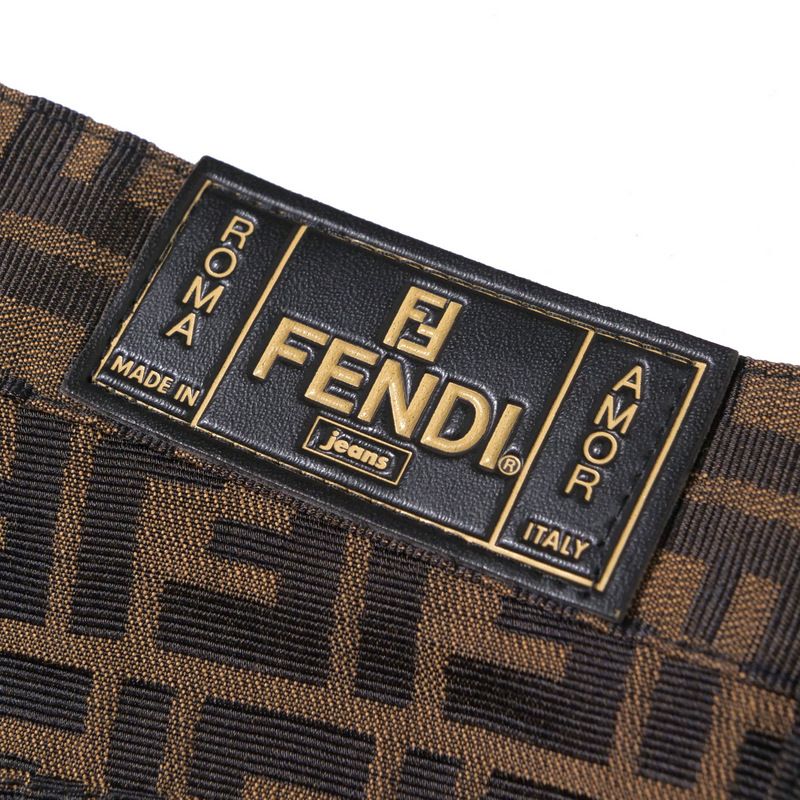 Fendi Vintage Pants Size 29" Tapered Double F FF Zucca Pattern Jacquard Made In