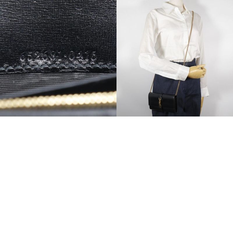 Gucci Jackie 1961 652681 Calf Black Women's Chain Wallet