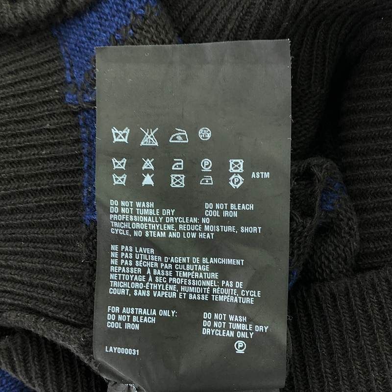 Prada - 2011 - Argyle Damaged V-neck Cardigan - 40 - Brown Blue - Women's