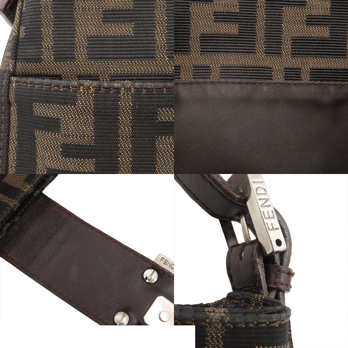Fendi Shoulder Bag Zucca Pattern Brown Canvas Leather — view 8