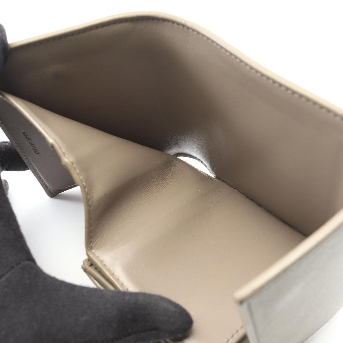 Celine Trifold Wallet Small Gray Beige Leather — view 11