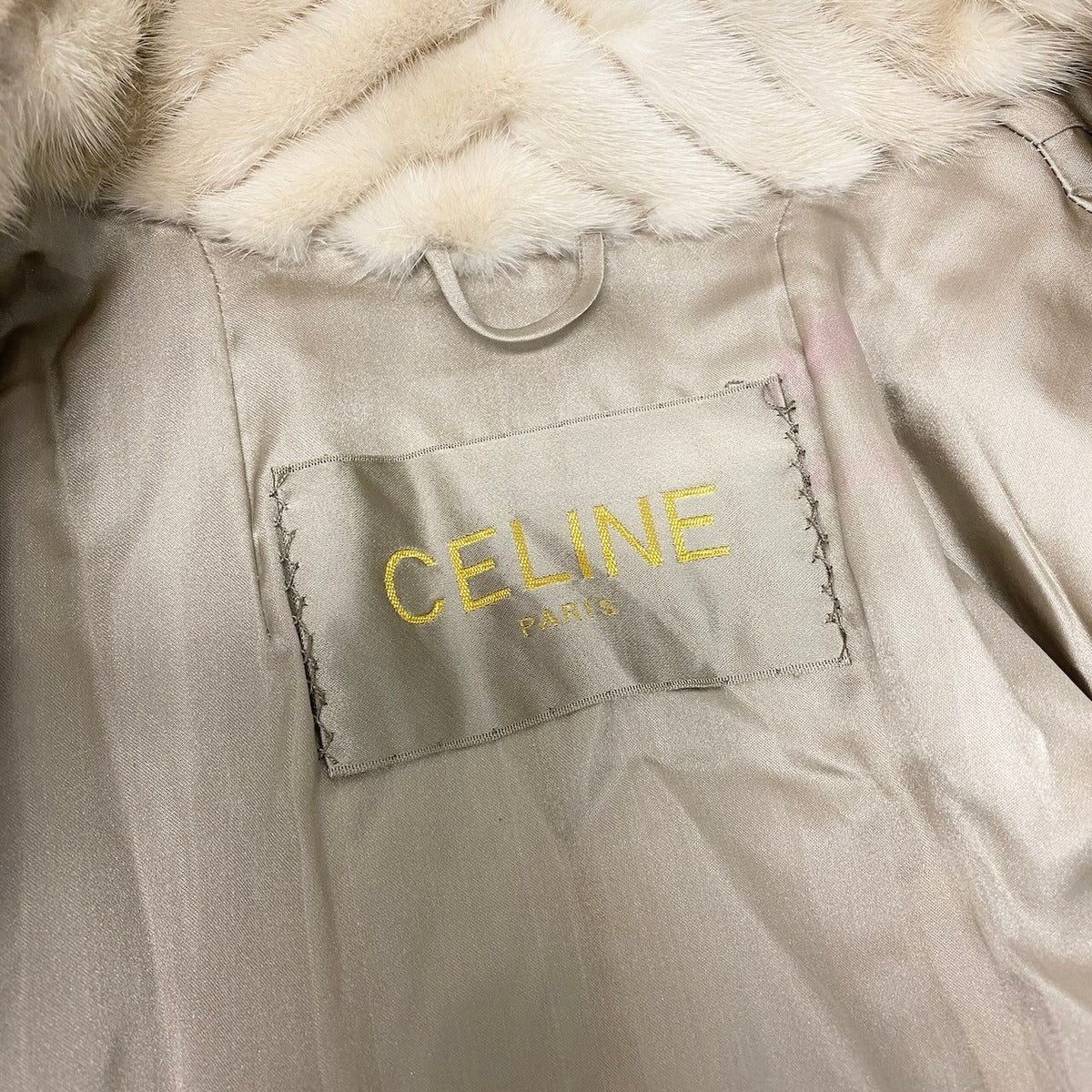 Celine Pearl Mink Coat White Finest Fur Triomphe Embroidery Hair Quality — view 8