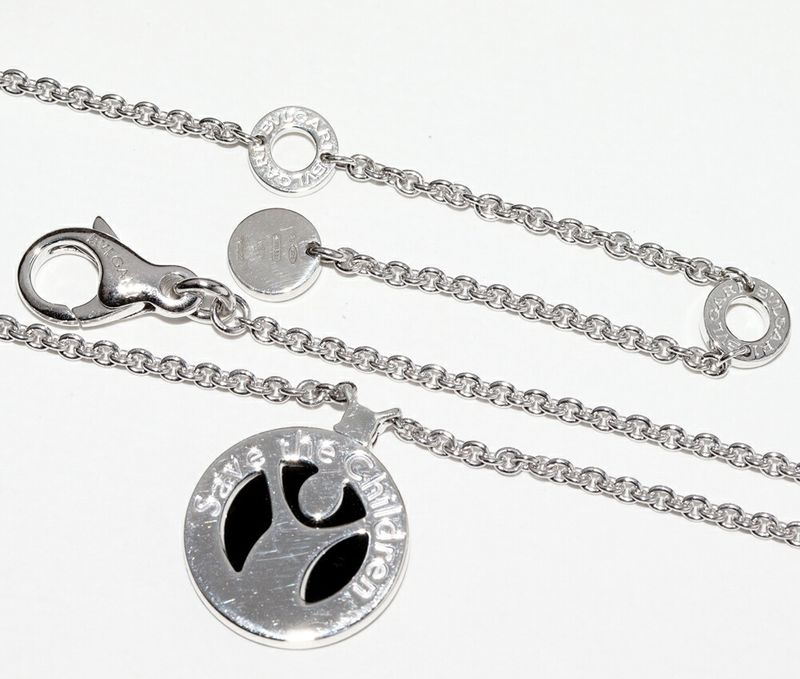 Bulgari Pendant Necklace SV Onyx 1P Ruby 1P (007ct) Save The Children Pendant