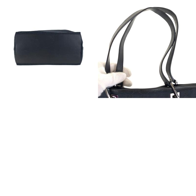 Gucci Black Silver Hardware GG Canvas/leather 31243 Tote Bag Shoulder Bag Women