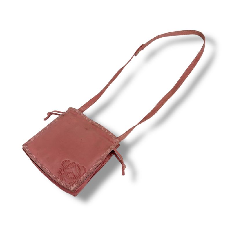 Loewe Mini Shoulder Bag Drawstring Shape Flamenco Pink Nappa Leather Anagram