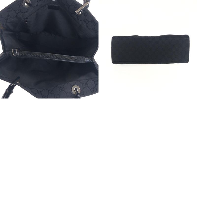 Gucci Bamboo Black Silver Hardware GG Canvas 002 And 1010 Handbag Tote Bag