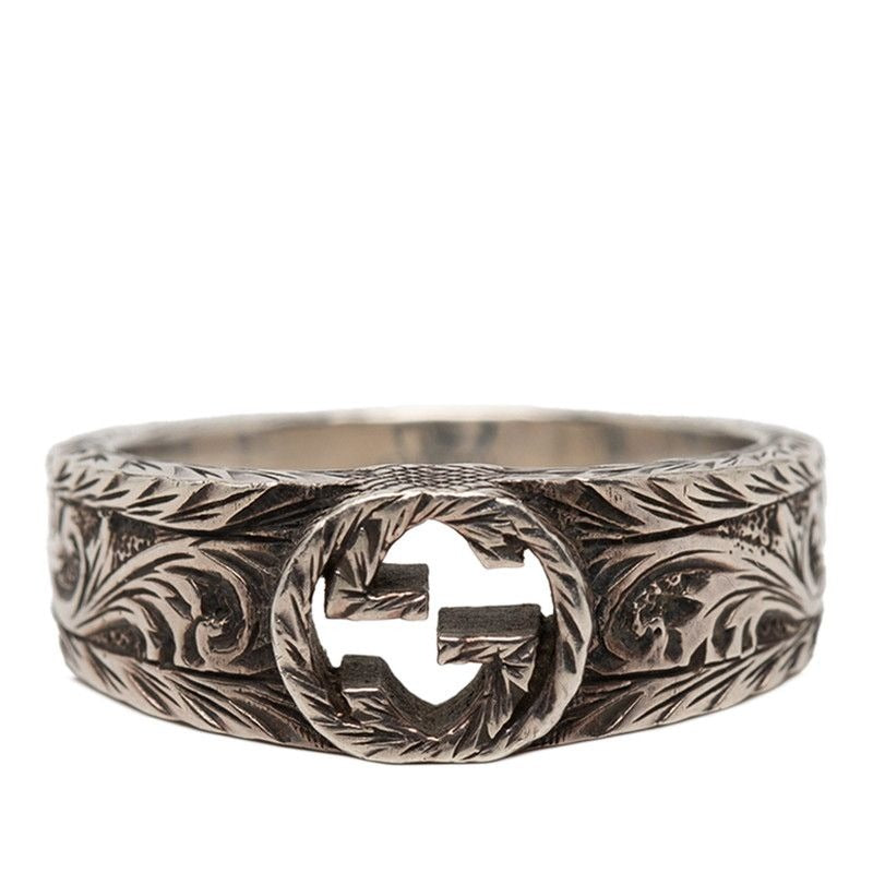 Gucci Interlocking G Arabesque Ring Silver