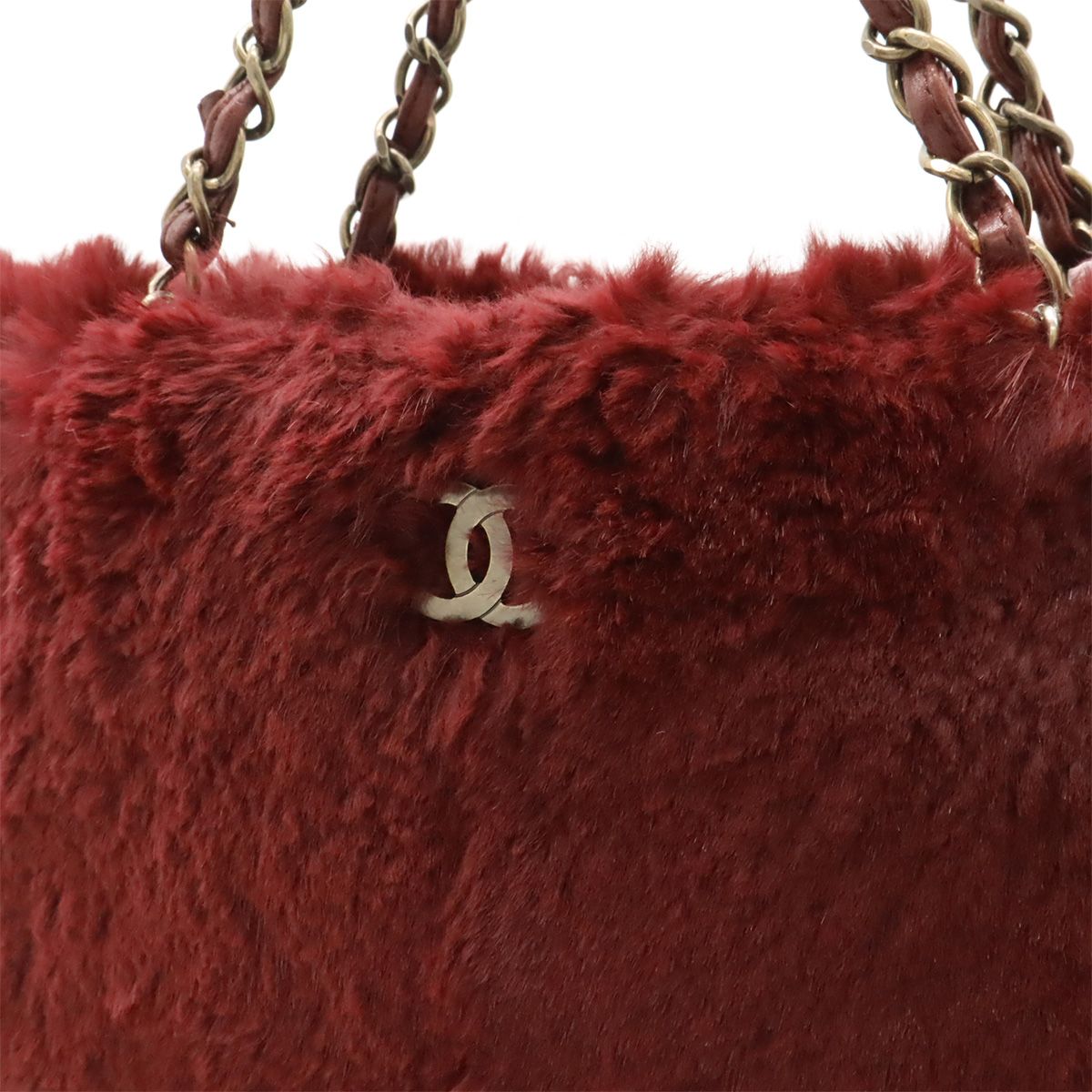 Chanel Lapin Rabbit Fur Coco Mark Chain Bag Shoulder Bag Bordeaux Gold Hardware